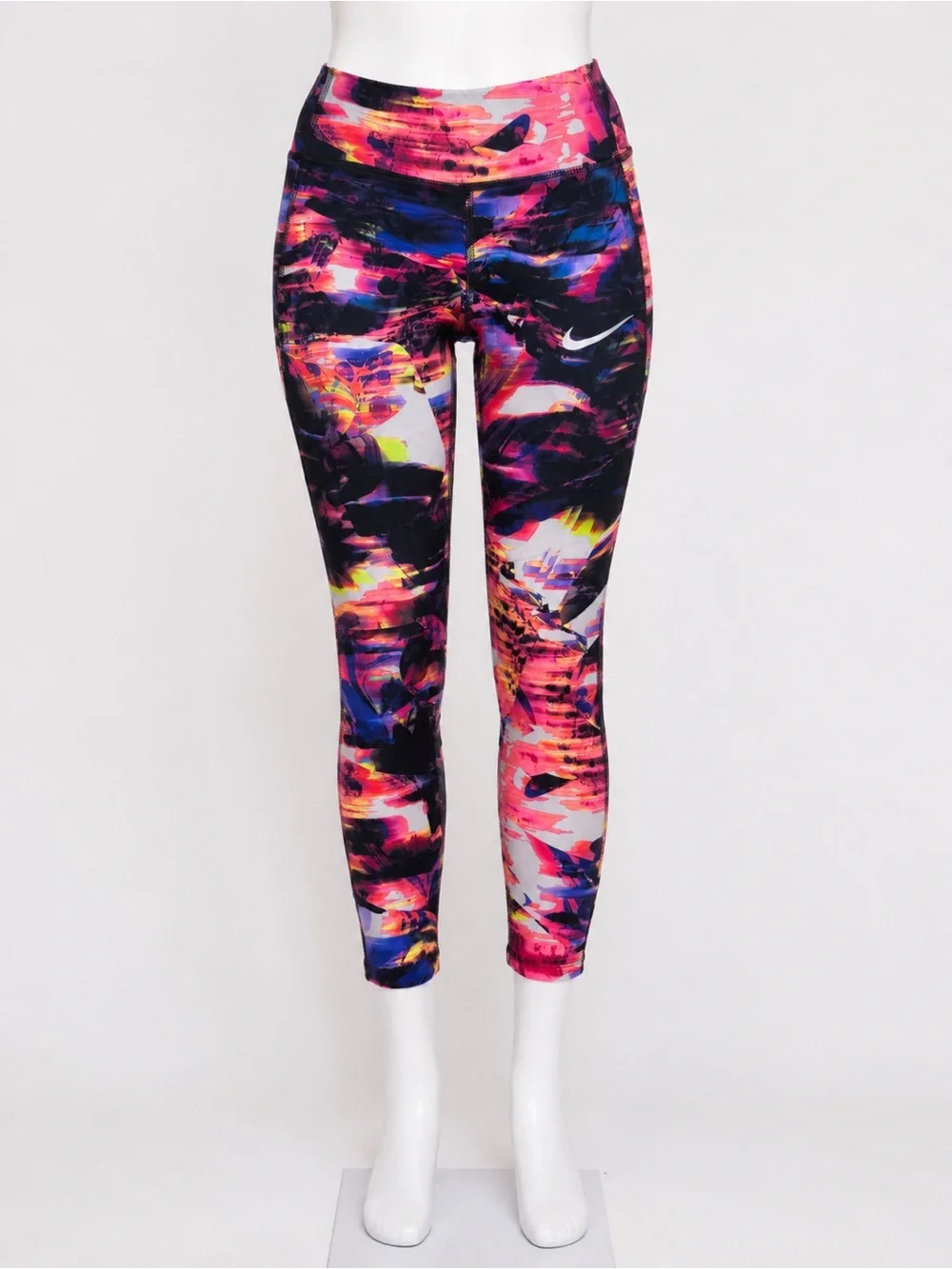 Nike Dri-Fit Running Leggings Women’s Small Abstract Pink Purple Zip Pocket
